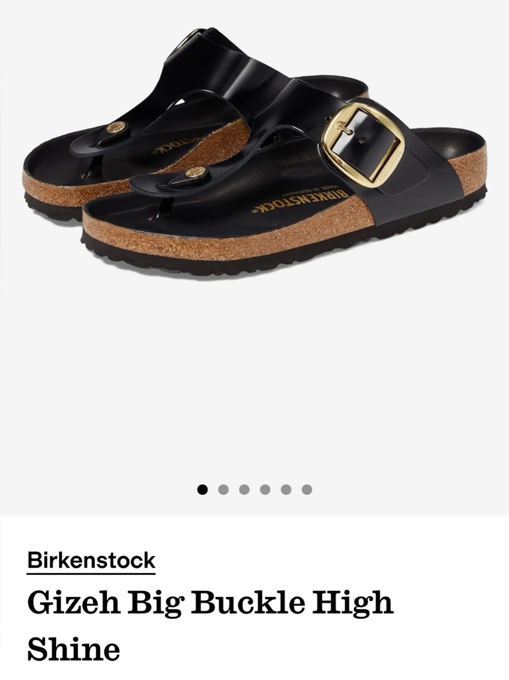 Birkenstock Gizeh High-Shine Thong Sandals with Gold Buckle - Black